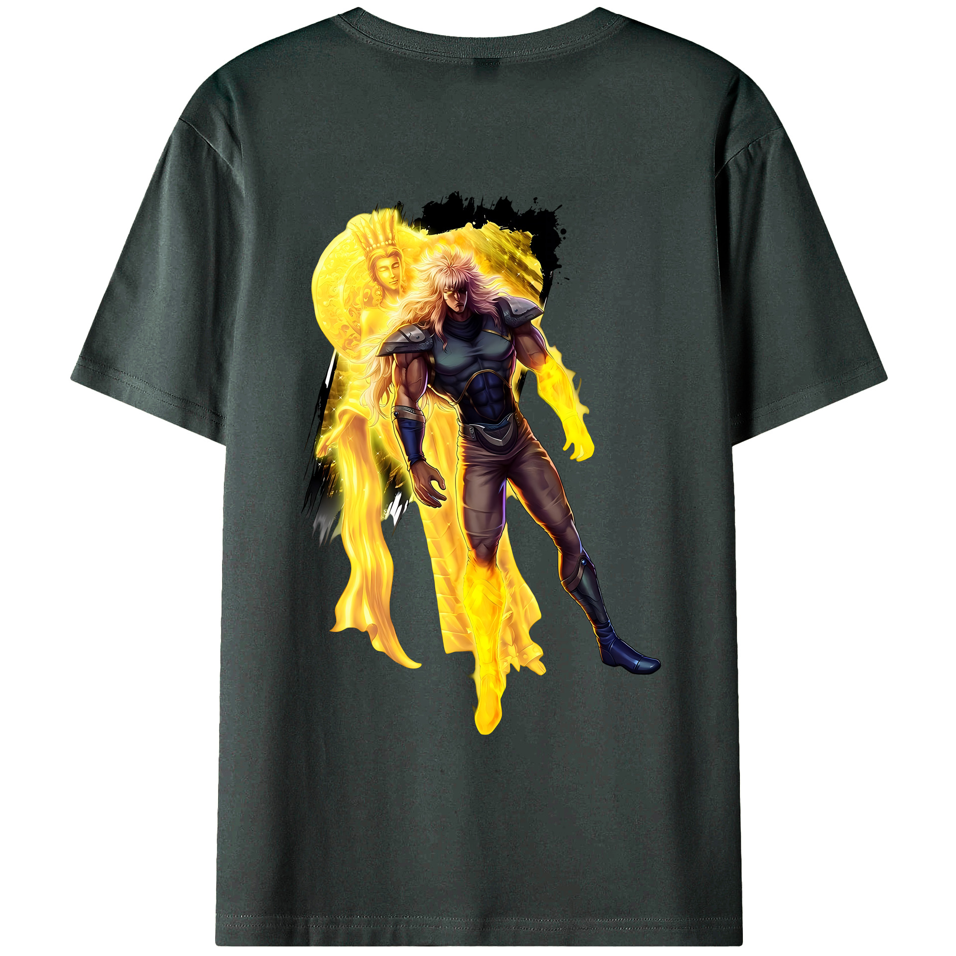 （画像用） 北斗の拳 Fist of the North Star 綿100％ メンズ半袖Tシャツ（バックプリント） 通気性